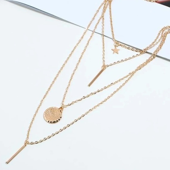 3pc Star Charm Layered Necklace - Picture 2 of 3